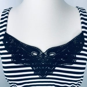 WHBM | Striped tank top with lace